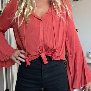Vici Collection red boho flared sleeve top. Size XS. Worn once.